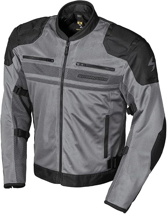 ScorpionEXO Vortex Air Men's Mesh Reflective Motorcycle Riding Jacket Abrasion Resistant with CE-Rated Armor (Dark Grey - Small)