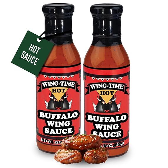 Wing Time Buffalo Wing Sauce, Hot, 13 Ounce (Pack of 2)