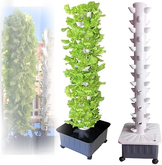 Aeroponic Tower,Indoor Hydroponic Grow Sys-tem,15 Tiers 45 Holes Aquaponics Growing Sys-tem, Soilless Growing, Garden Aeroponic Growing Kit For Fruits And Vegetables