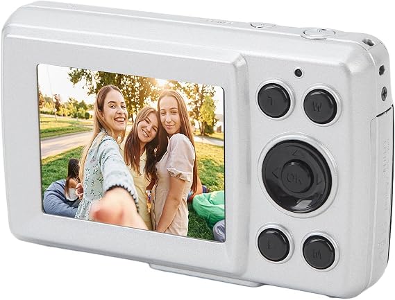 2.4" Portable Camera, 16X Digital Zoom Digital Camera, 1080P 16MP, Autofocus Camera for Photo Video, HD Display Screen, Digital Camera for Students, Teens and Adults Silver Gray