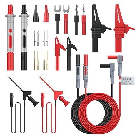 Proster 24pc Multimeter Test Lead Kit - Probes Alligator Clips 1000V