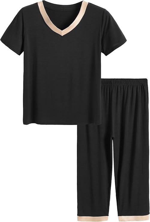 Latuza Women's Sleepwear Tops with Capri Pants Pajama Sets