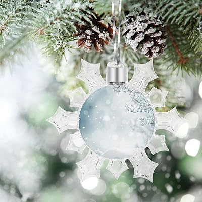 Winter Christmas Ornaments, Frosted Tree Snowflakes,Ornaments for Christmas Tree Xmas Decor Hanging Clear Snowflake Ornaments for Party Home Decor,Blue White