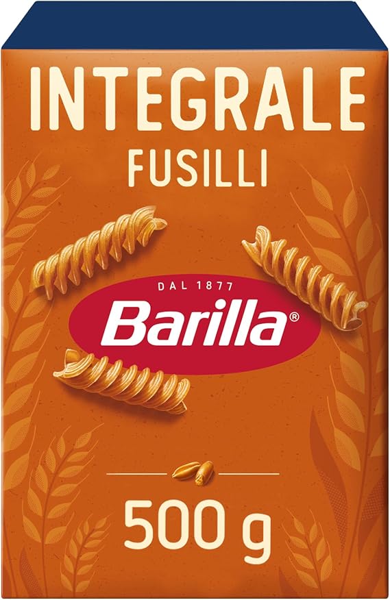 Barilla Wholewheat Fusilli Pasta 500g – Wholegrain, High in Fibre