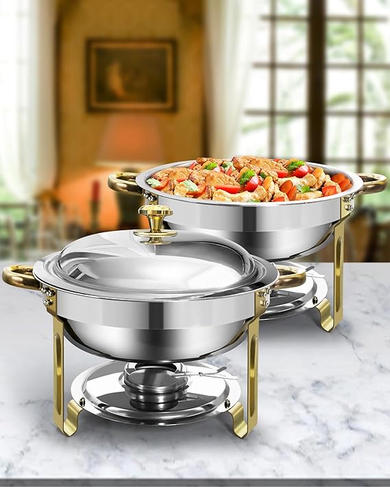 Chafing Dish Buffet Set, 5L Buffet Servers,2 Packs,Gold and Silver