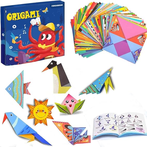 DIY Origami Kit, 108 Sheets Double Sided Origami Paper Set with 84 Page Guiding Book Paper Crafts 3D Cartoon Shaped Origamis DIY Art and Craft Projects Ideal Gift for 4-12 Years Beginners