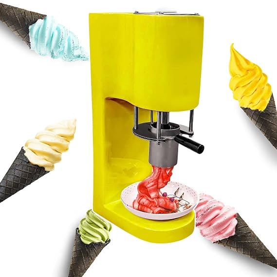 Automatic Soft Serve Noodle Machine,30L/H Gelato Noodle Ice Cream Machine,4 Shapes Spaghetti Noodle Ice Cream Maker,With 4 Molds,Yellow