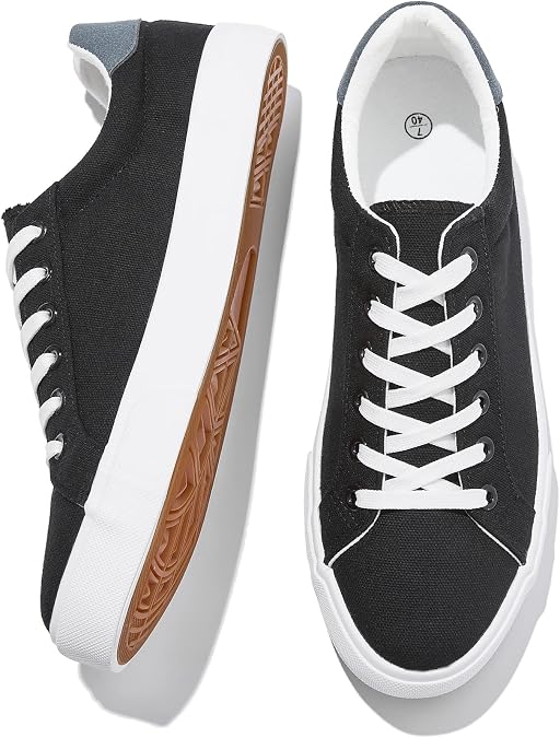FRACORA Mens White Tennis Shoes Canvas Sneakers for Men