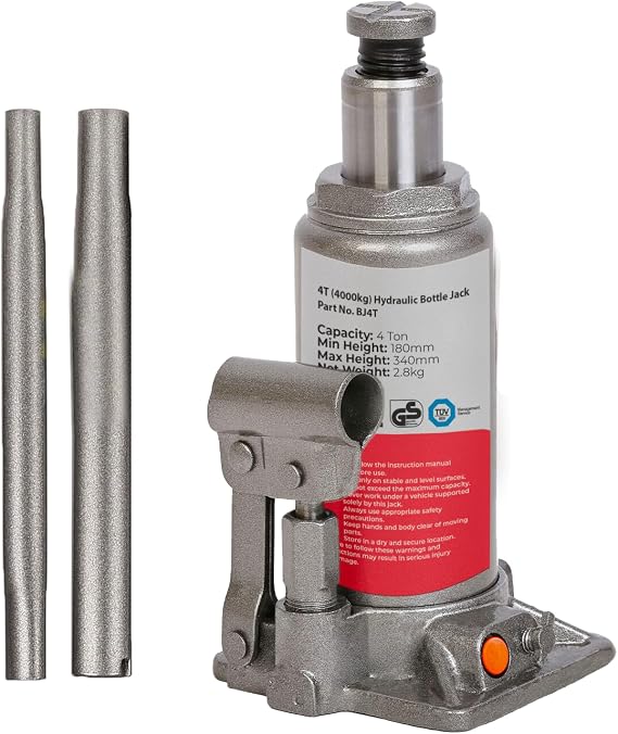 Simply Auto 4T Hydraulic Bottle Jack BJ4T (4 Tonne, 4000kg), silver