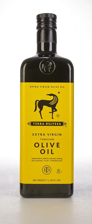 Terra Delyssa First Cold Pressed Extra Virgin Olive Oil, Single Sourced, 1 L (34 fl. oz) Dark Glass Bottle - 1 Pack, Non-GMO, Naturally Rich in Antioxidants and Polyphenols