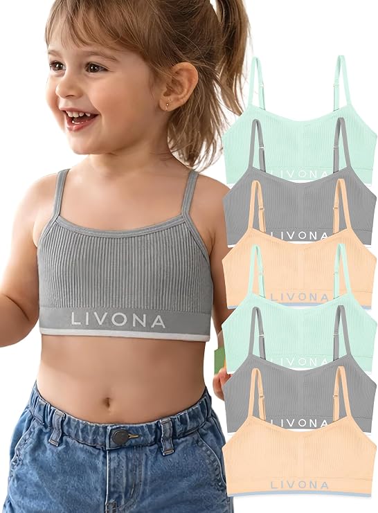 Livona Training Bras for Girls-Sports Bra, Fitness Bra, Padded Everyday Bra Bralette,Crop Cami Tank Top (6-14)