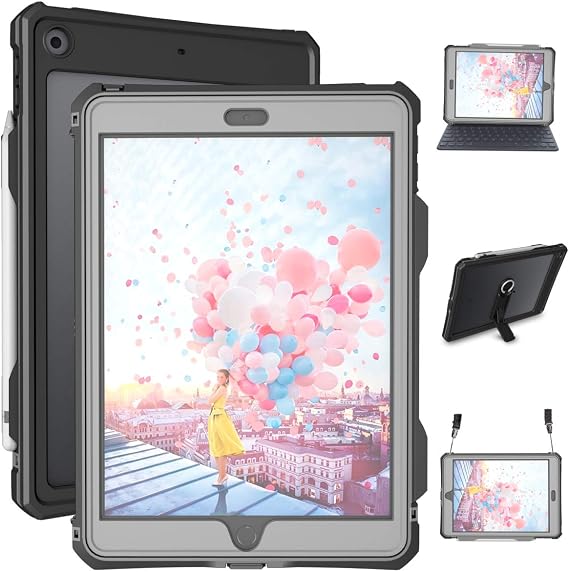 for Waterproof iPad 10.2 Case, Waterproof iPad 9th /8th/7th Generation Case Built-in Screen Protector, Full Body Shockproof Protection Case with Strap for iPad 10.2 inches 2021/2020/2019