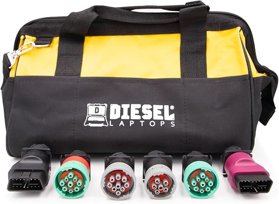Diesel Laptops Master Adapter & Convertor Cable Set for 9-Pin, 6-Pin, OBDII, CAT9, CAN3, Paccar, More