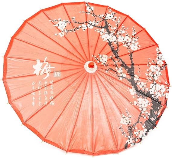 Rainproof Handmade Chinese Oiled Paper Umbrella Parasol 33" Plum Blossom
