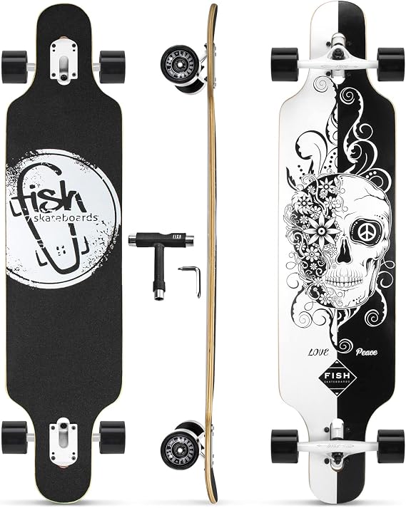 Long Board Skateboard for Adults Teenagers Kids Ages 6-12 Adults Men Women Complete Skateboard Cruiser for Cruising Carving Free-Style and Downhill 41 Includes High-Speed Bearings & T-Tool