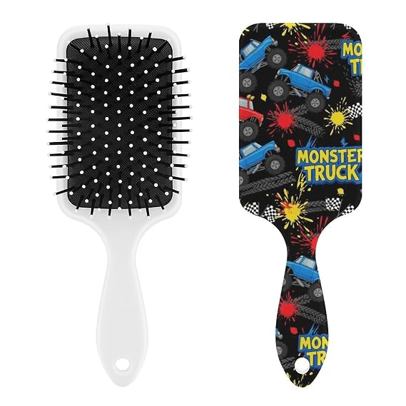 Hair Brush Cool Monster Truck Car, Air-Cushion Comb, Adds Shine and Smoothness, Best Paddle Brush for Men Women Kids