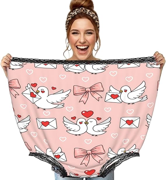 Funny Underwear for Women Men, Love Dove Valentines Novelty Giant Granny Panties Christmas Bride Wedding Gag Gifts