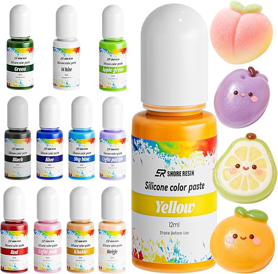 Silicone Pigment, 12 Colors for Taba Squishy & Liquid Silicone