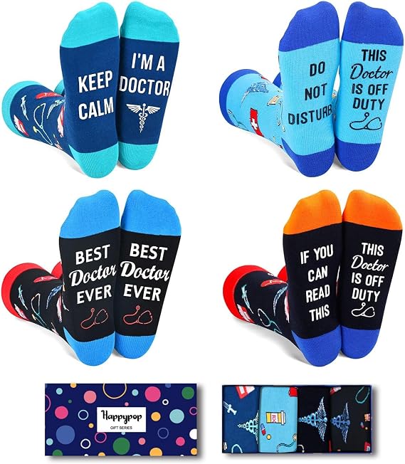 HAPPYPOP Doctors Gifts for Men Women - EMT Gifts Paramedic Gift Doctors Day EMS Week Socks