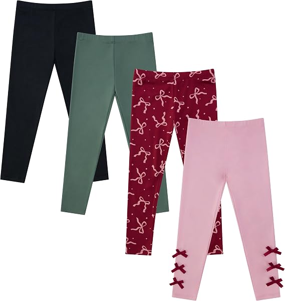 Girls 4 Pack Fleece Lined Leggings Whimsical Wonderland of Styles in Sizes 4-16! Unicorns, Flowers Hearts Galore!