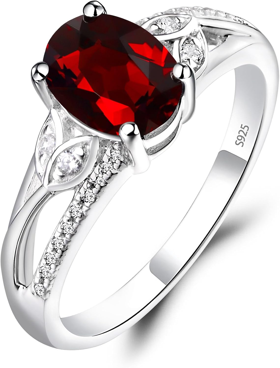925 Sterling Silver Oval Shaped 8X6 MM Gemstone Ring Leaf Engagement Ring for Women Jewelry