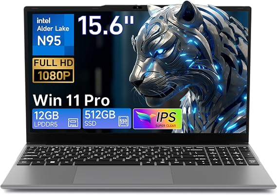 2026 15.6" FHD Windows 11 Pro Traditional Laptop Computer, Intel 12th Gen N95 (Up to 3.4GHz), 12GB RAM 512GB SSD for Business Office Student School College, Notebook, Laptop Lightweight Portable