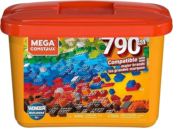 Mega Construx Open-Ended Play Brick Box for Ages 4+ (Building Toys for Creative Play - 790 Pieces), Multicolor (GJD24)
