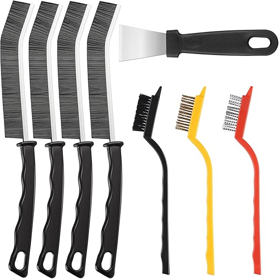 Crevice Cleaning Brush,8 Pcs Cleaning Supplies,Hard Bristle Crevice Cleaning Brush,Crevice Cleaning Brushes for Household Use Bathroom Tiles Kitchen Practical and Durable | Durable brushes scraper set for tile grout,sinks, narrow gaps.Effectively removes tough grime,dirt limescale buildup.