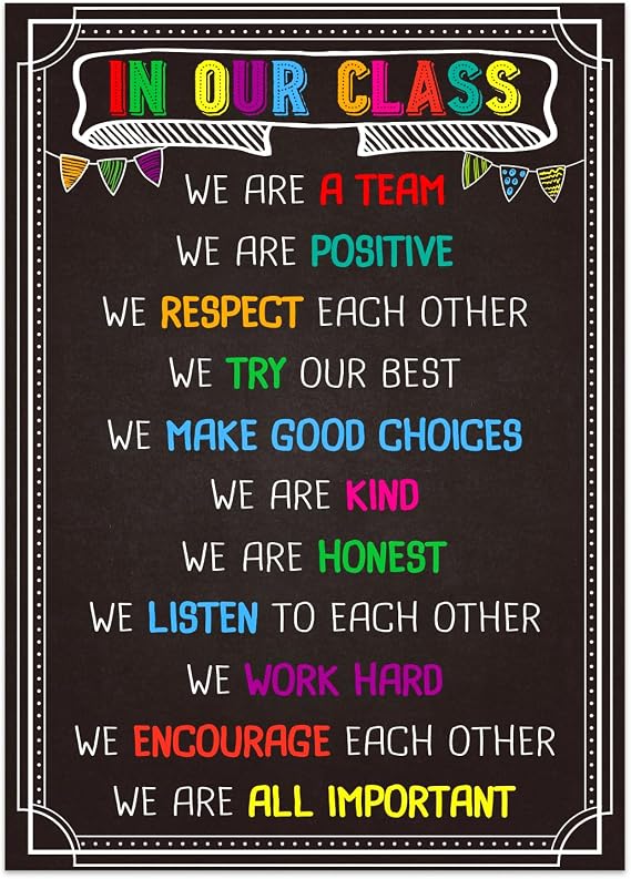 BIZIBAFF Classroom Rules Poster - Motivational Posters for Classroom Laminated Inspirational Class Rules Poster for Elementary Middle School Back to School Classroom Decorations Teacher Supplies