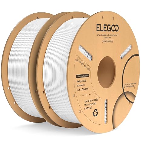 ELEGOO PLA Plus 3D Printer Filament 1.75mm White 2KG, Tougher & Stronger