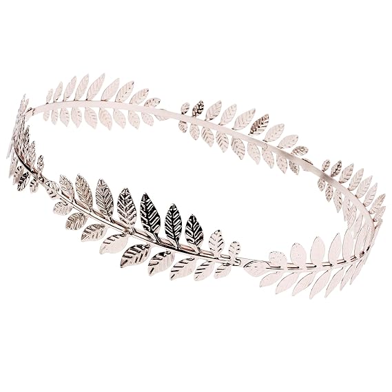 Laurel Wreath Crown Greek Goddess Accessories Silver Leaf Crown Headband Silver Headpiece for Men and Women Toga Costume Tiara Greek Crowns Roman Costume Accessory for Women Men