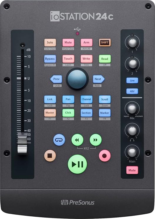 PreSonus ioStation 24c, USB-C, Audio Interface and Production Controller, For Recording, Podcasting and Music Production DAW Controller with Software Bundle
