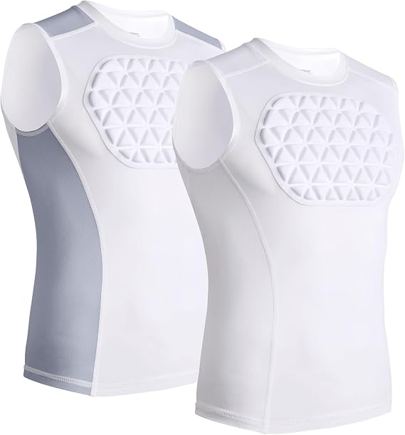 Youth Baseball Chest Protector Padded Compression Shirt Support Softball Football Heart Sternum Guard - 2 Pack