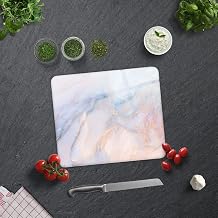 DECORITA Supreme Mermer Görünümlü | Cam Kesme Tahtası (29cm x 34cm)