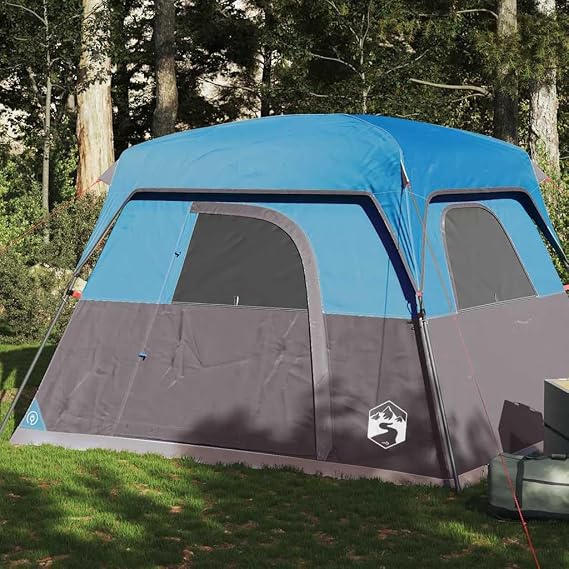 Green Waterproof 4-Person Cabin Tent with Detachable Rainfly, Mesh Walls, and E-Port for Camping Adventures