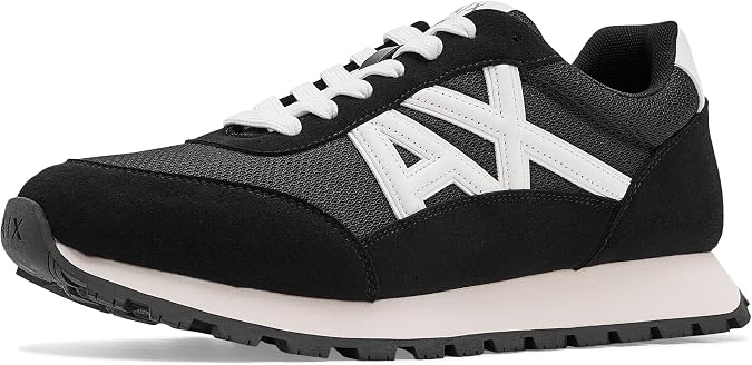Armani Exchange Men's Drop Sneaker, Black/Off White, 12