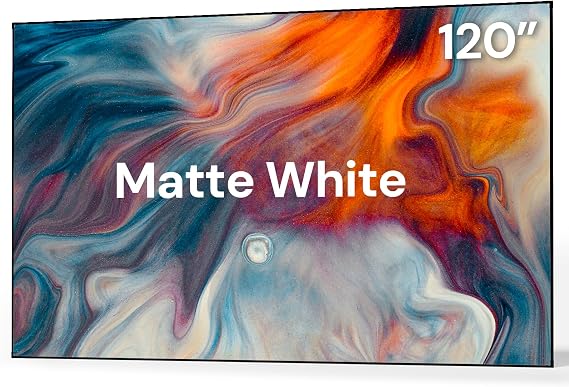 AWOL Valerion 120-inch Fixed Frame Projector Screen, 1.3dB Gain, 80% Picture Quality Enhancement, 4K/8K Ultra HD, 3D Compatible, Works with Long Throw, Short Throw & Ultra Short Throw Projectors