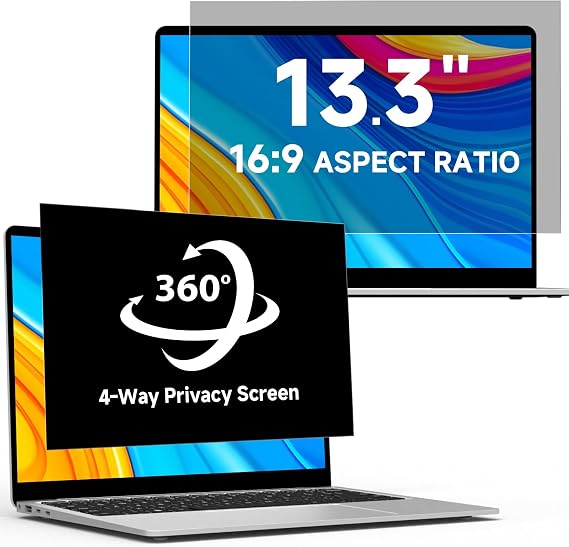 Laptop Privacy Screen 13.3 Inch 16:9 | Anti-Glare Blue Light Laptop Privacy Filter Shield & Protector for 13.3'' Hp Acer Asus Lenovo Dell Thinkpad