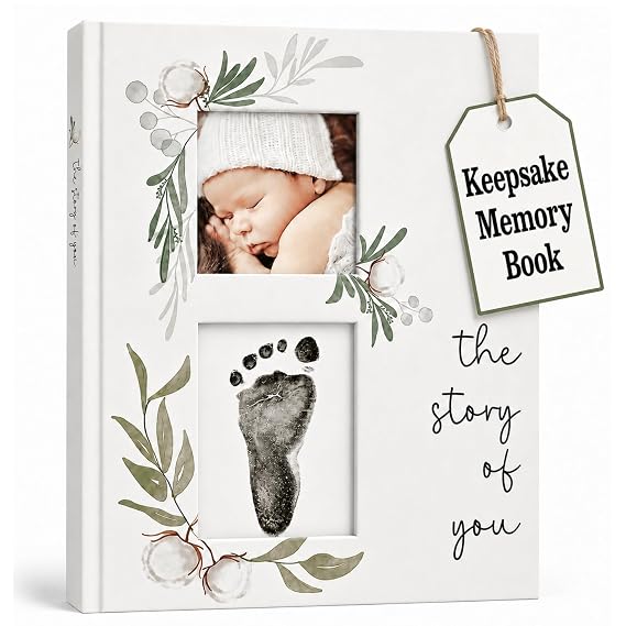 Baby Book Keepsake - Simple Baby Milestone Book for Boy or Girl - Baby Journal & Pregnancy Memory Book - Monthly Milestone Record Baby Books for Baby Shower - Modern Gender Neutral Style Gift for Moms