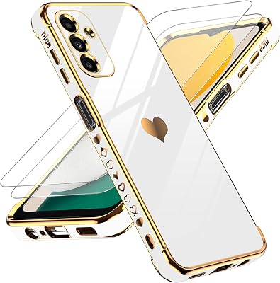 LeYi for Samsung Galaxy A13 5G Case with Aesthetic Full Camera Lens Protection  [2 Pcs] Tempered Glass Screen Protector, Silicone Case for Samsung Galaxy A13 5G, White