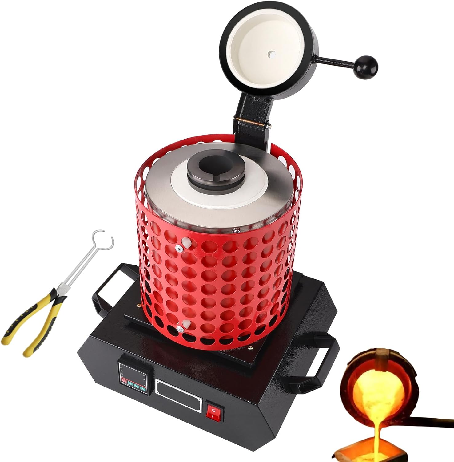 1500W Melting Furnace Kit, 2100℉ Automatic Digital Electric Smelting Furnace with Graphite Crucible, for Melting Gold, Silver, Copper, Aluminum, for Jewelry Making and Metal Casting
