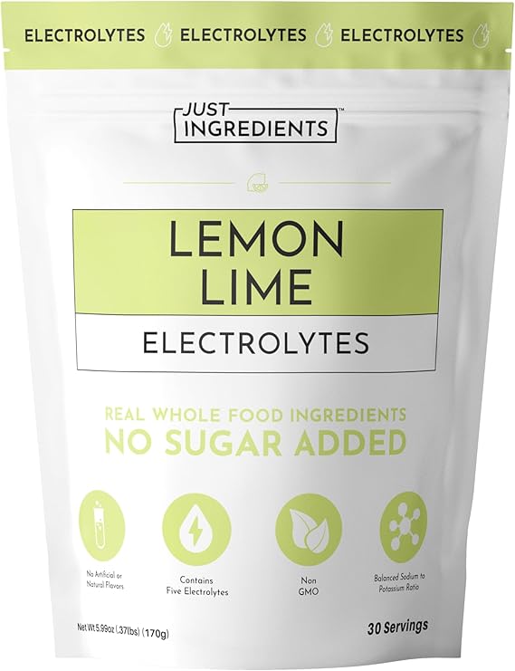 Lemon Lime Electrolytes 30Serving Hydration Drink Mix with Coconut Water, Sea Salt, and Trace Minerals Supports Energy, Recovery, and Electrolyte Balance*