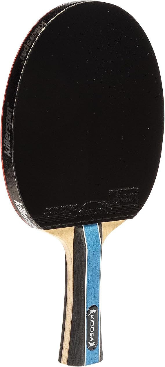 Killerspin KIDO 5A RTG Premium (Straight or Flared) Table Tennis Racket Professional, ITTF-Approved, Hard Paddle, Made of 5-Ply Wood, Dual-Colored in Red and Black