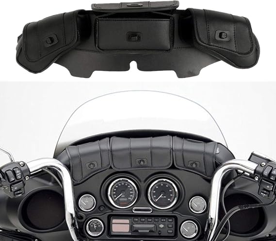 TCT-MOTORPARTS Windshield 3 Pocket Fairing Bag Fit For Harley Touring 96-13