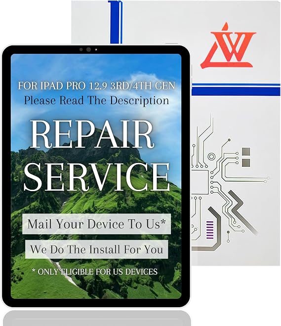 LW Mail-in Repair Service with Original OEM Pull Screen Replacement for iPad Pro 12.9 3rd/4th Gen 2018/2020 Touch Assembly A1876 A1895 A2014 A1983/A2069 A2229 A2232 A2233 (no Screen Tools)