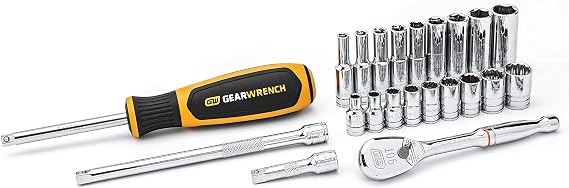 GEARWRENCH 22 Pc. 1/4" Drive 6 & 12 Pt. Standard & Deep Mechanics Tool Set, SAE - 80325