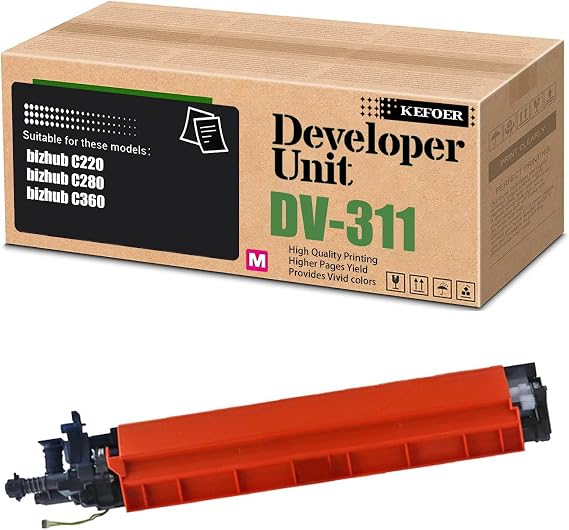 Compatible DV311 Developer Unit Replacement for Konica Minolta DV311K DV311C DV311M DV311Y, Use for Bizhub C220 C280 C360 Printer (1-Pack Magenta)