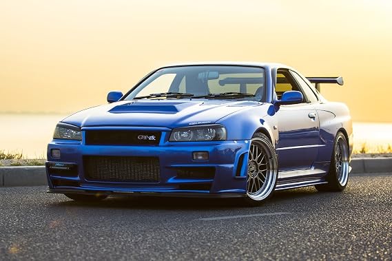 Nissan Skyline R34 GT-R Silk Poster 36x24 Inches