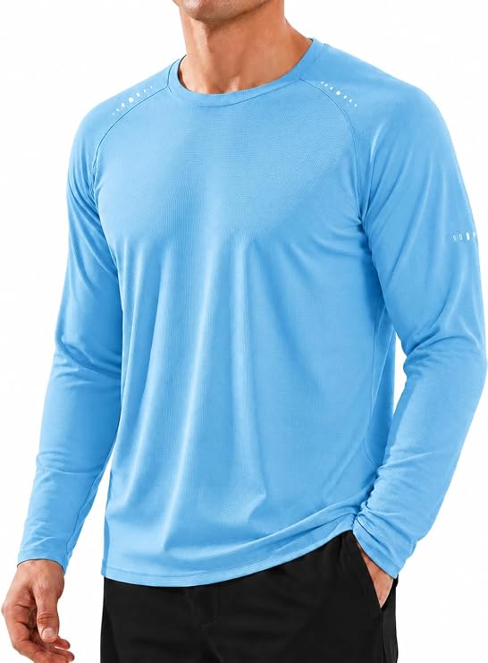Men's UPF 50+ Sun Shirts Long Sleeve Athletic Shirts Lightweight Quick Dry UV Protection Rash Guard Swim Tees