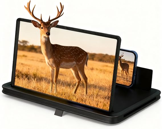 Screen Magnifier 2026 Version, Upgrade Big Screen Phone Magnifier, Portable 3D Magnifier Projector,Foldable Mobile Phone Holder for Watching Movies Videos Playing Games (1, 12 inch)